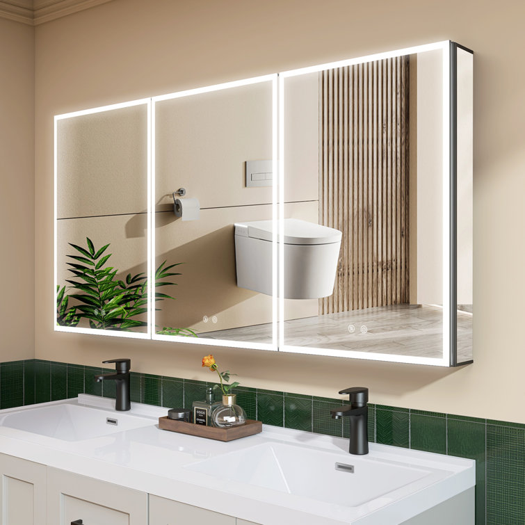 Hokku Designs 60 Inch LED Lighted Medicine Cabinet With Mirror Outlet ...